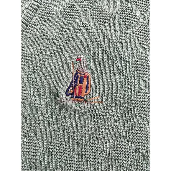 Vintage Scottish Isle Green Embroidered Golfing L S Green Sweater Read - Picture 3 of 7